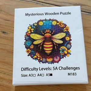Mysterious Wooden Puzzle with Colorful Bee Design